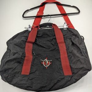 Black Duffel Bag with Red Straps Compass Bull Skull Logo Travel‎ Gym Carry-on